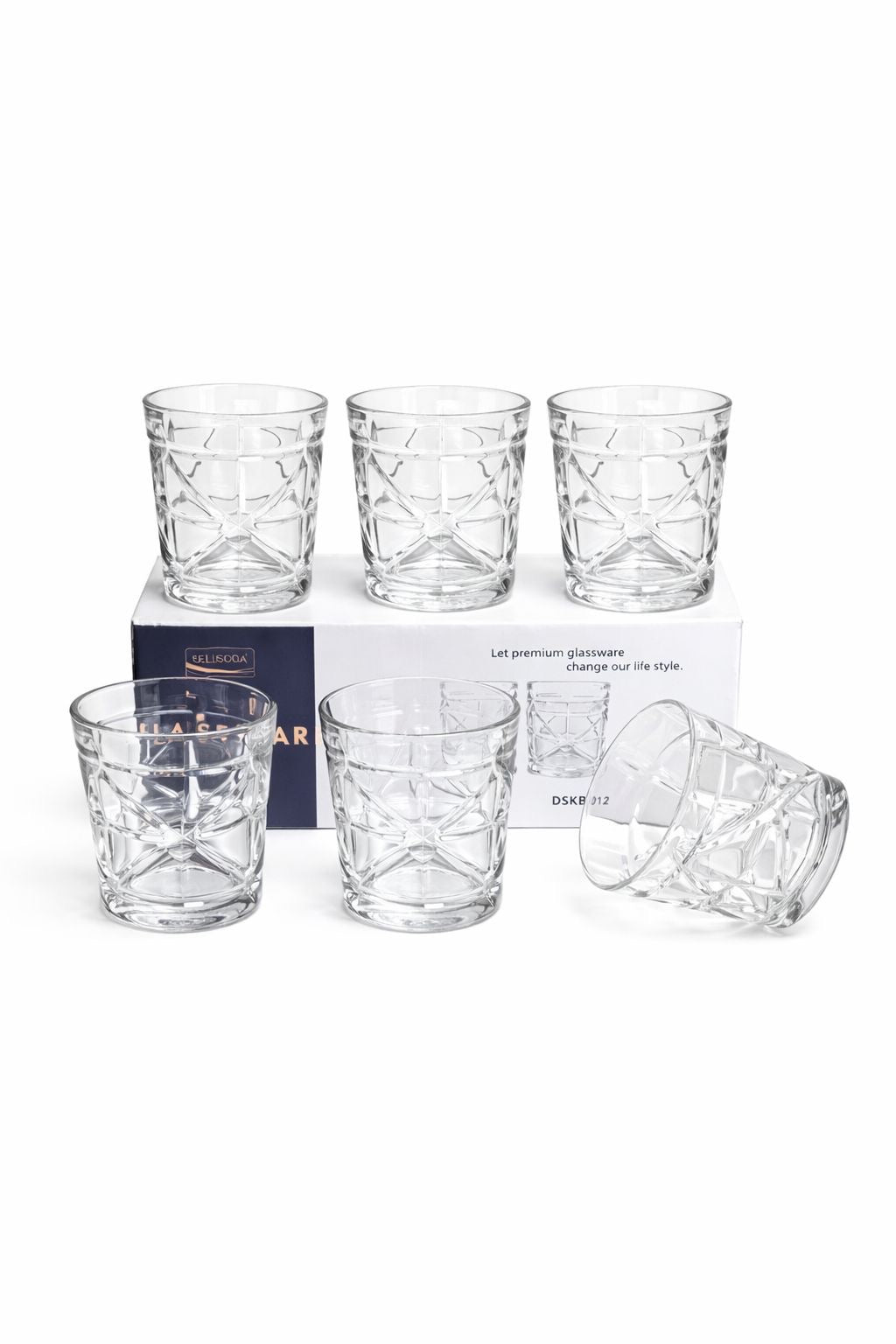 Delisoga Glass Tumbler Cup Set 6pcs