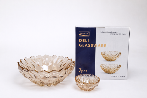 Amber crystal bowl set 7pc