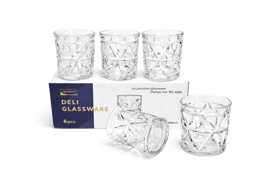 Delisoga Glass Tumbler Cup Set 6pcs