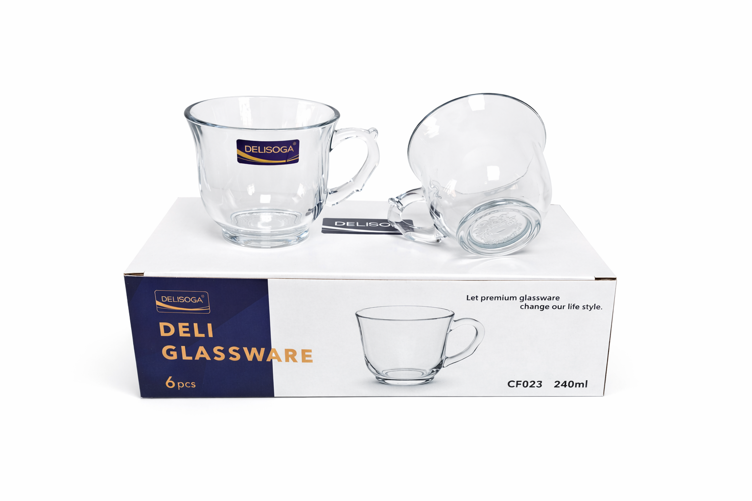 Delisoga Glass Tea Cups Set 6pcs