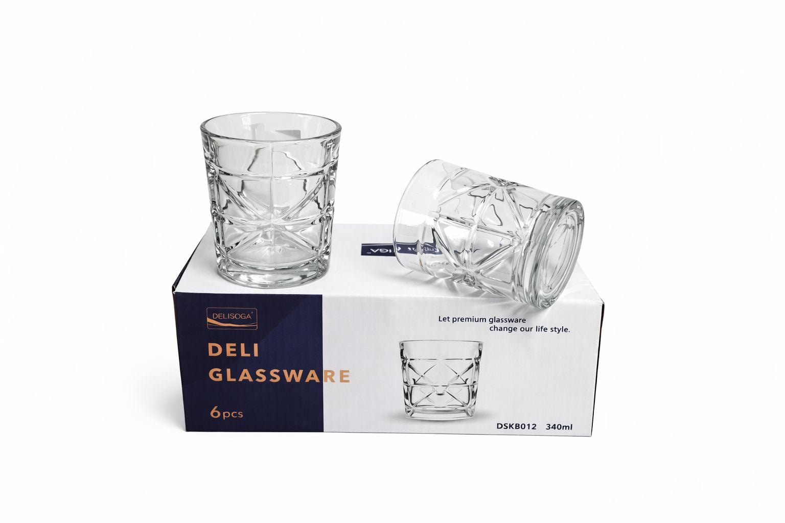 Delisoga Glass Tumbler Cup Set 6pcs