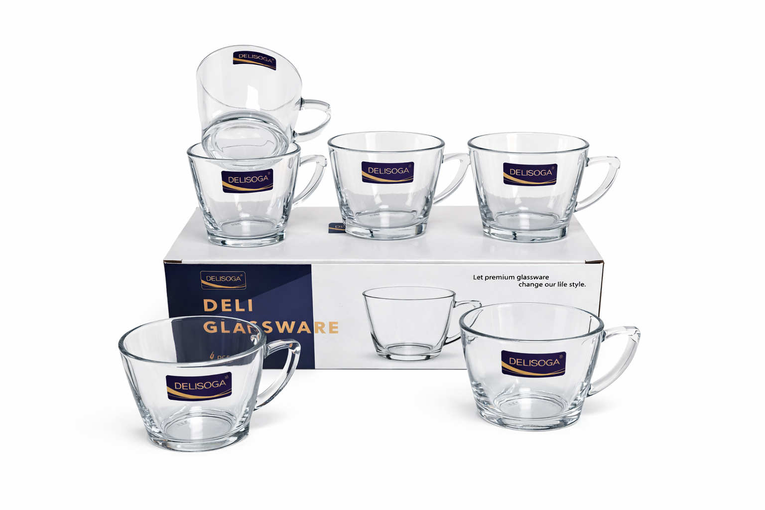 Delisoga Glass Tea Cups Set 6pcs