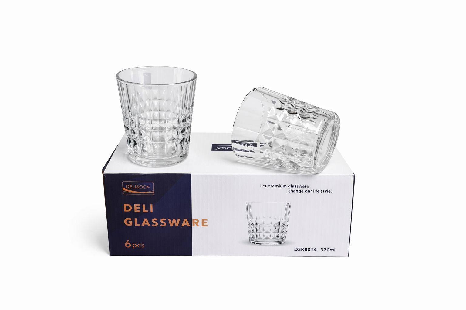 Delisoga Glass Tumbler Cup Set 6pcs