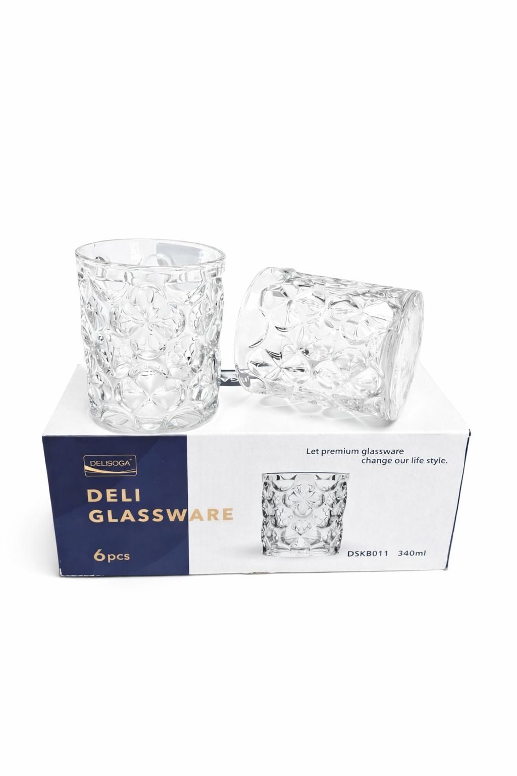 Delisoga Glass Tumbler Cup Set 6pcs