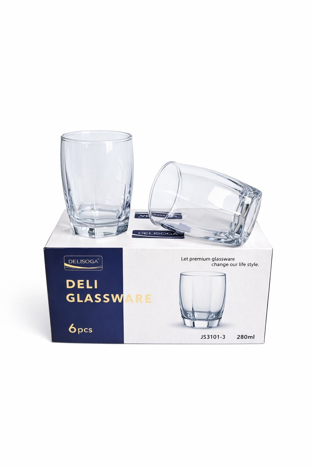 Delisoga Glass Tumbler Cup Set 6pcs