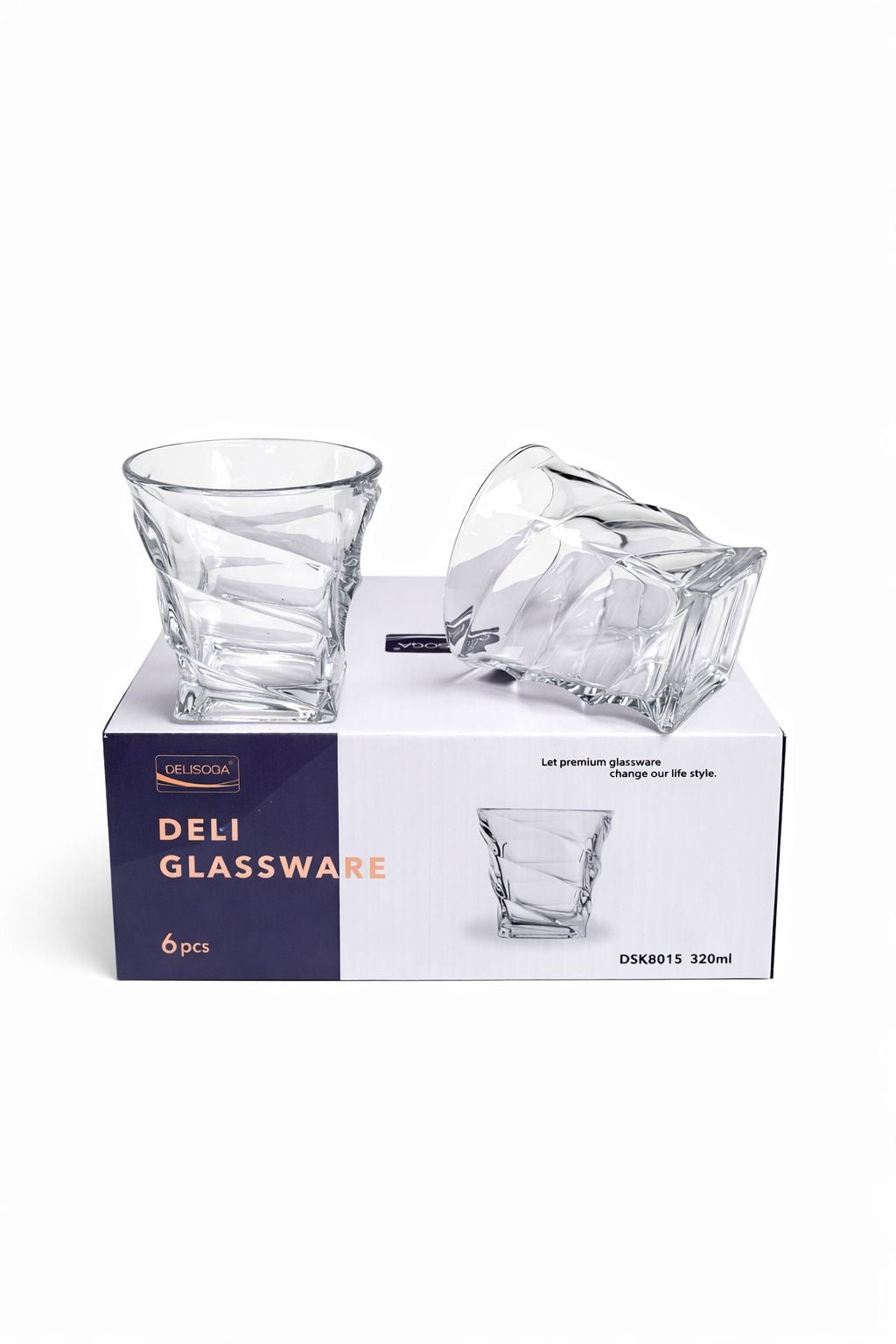 Delisoga Glass Tumbler Cup Set 6pcs