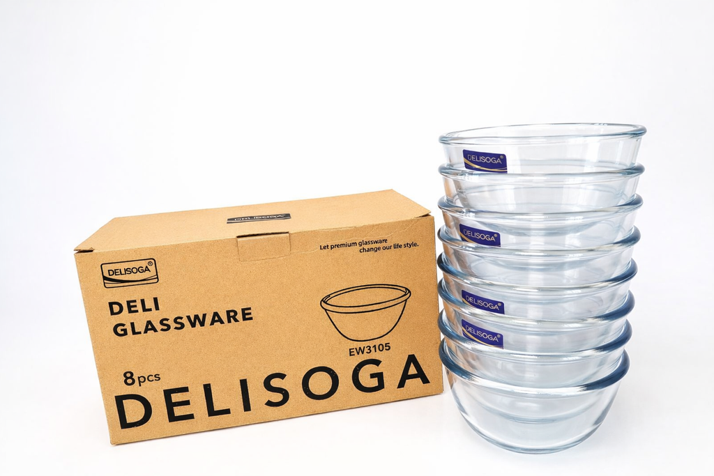 Delisoga Transparent Bowl 8 Pcs 140ml Capacity Premium Quality Imported