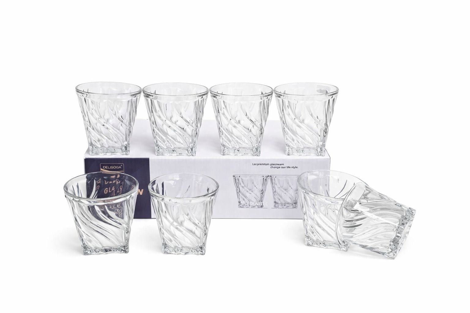 Delisoga Glass Tumbler Cup Set 6pcs