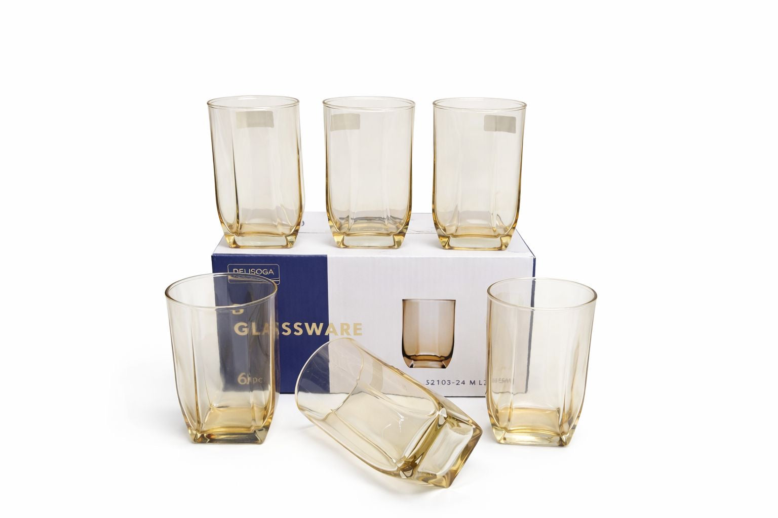 Delisoga Glass Tumbler Cup Set 6pcs