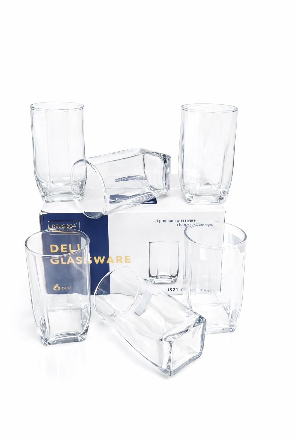 Delisoga Glass Tumbler Cup Set 6pcs