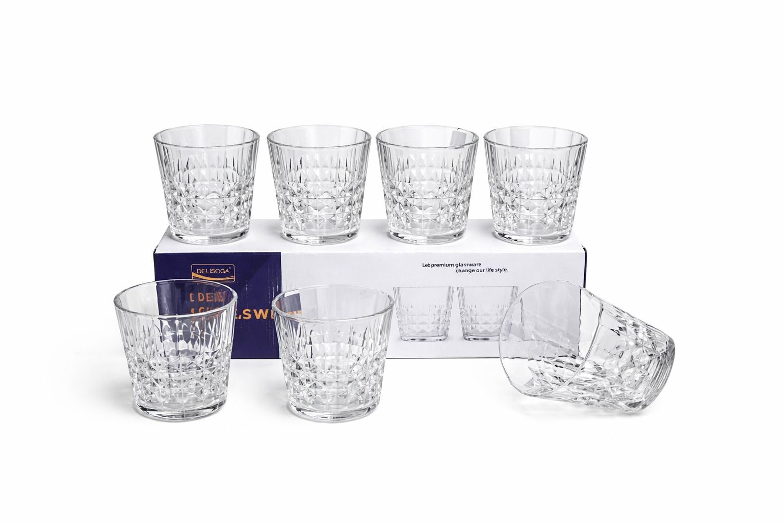 Delisoga Glass Tumbler Cup Set 6pcs